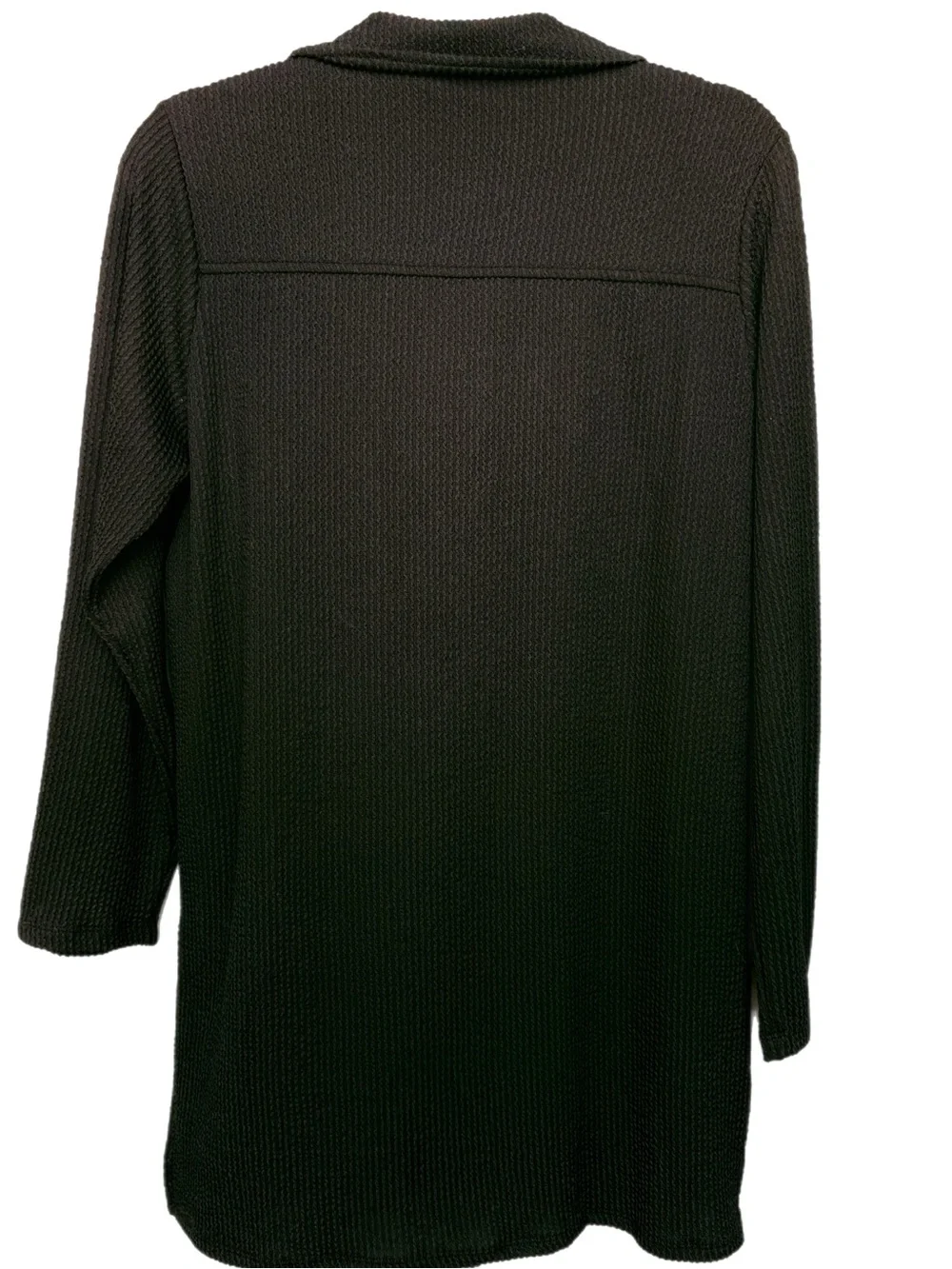 Heavily Ribbed Tunic Shacket - Black - Picture 6 of 9